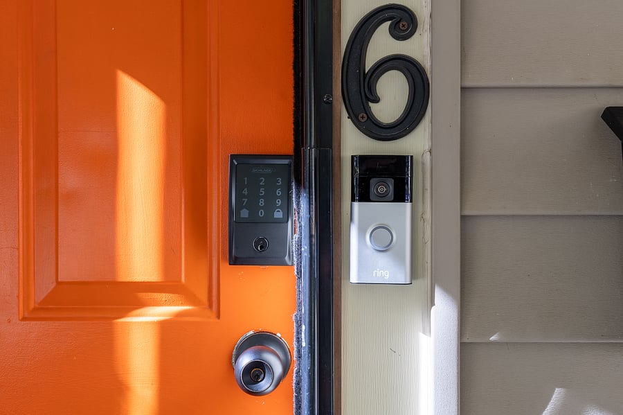 Easy entry with Schlage lock and Ring doorbell security.