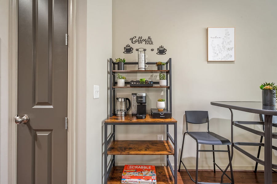 Coffee/Teas station, dining for 2