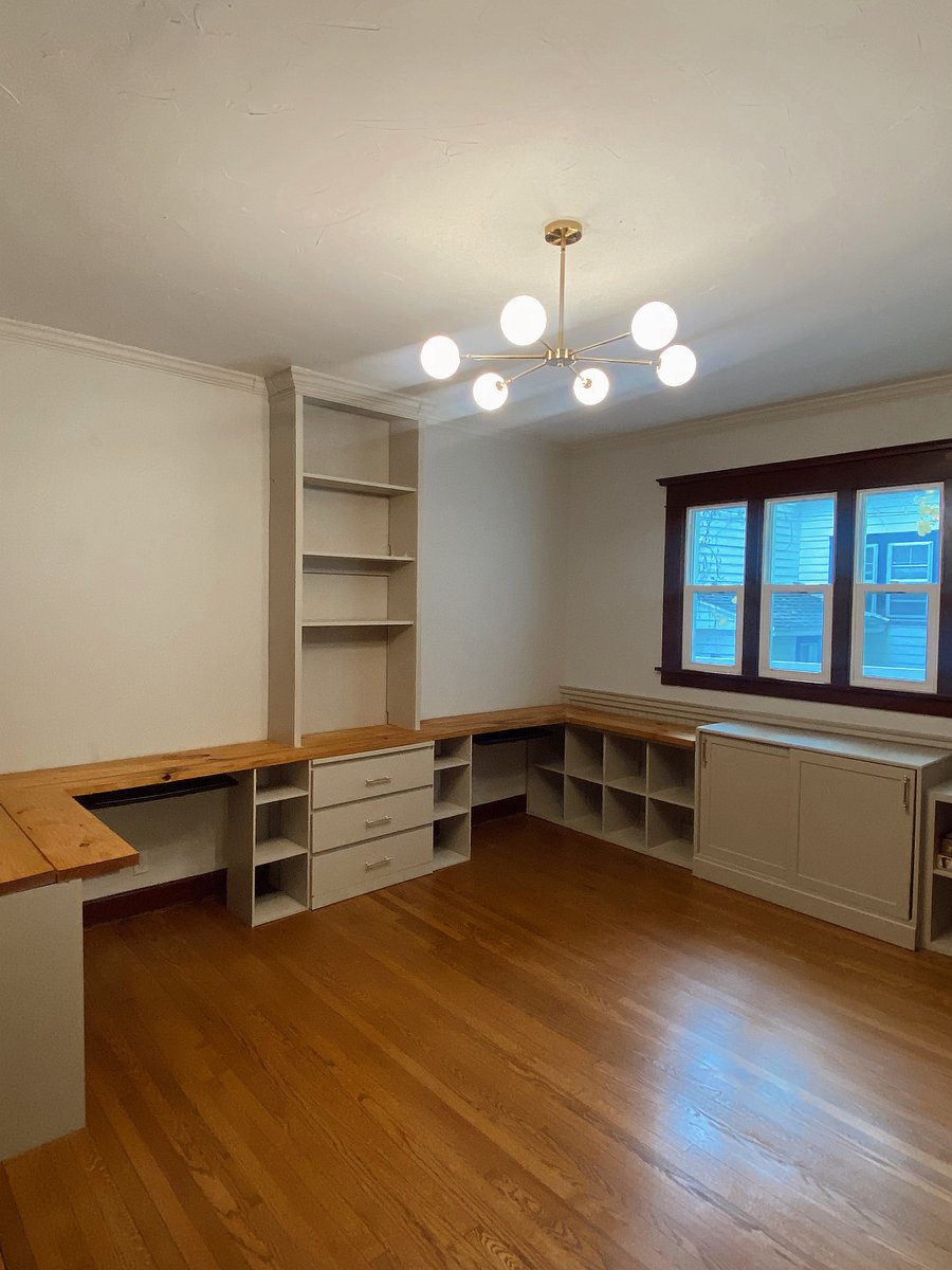 Unfinished library room, office, or extra bedroom (labeled as "family room" in first floor blueprint)