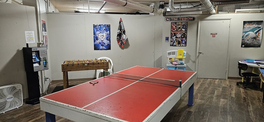 Game room in basement 