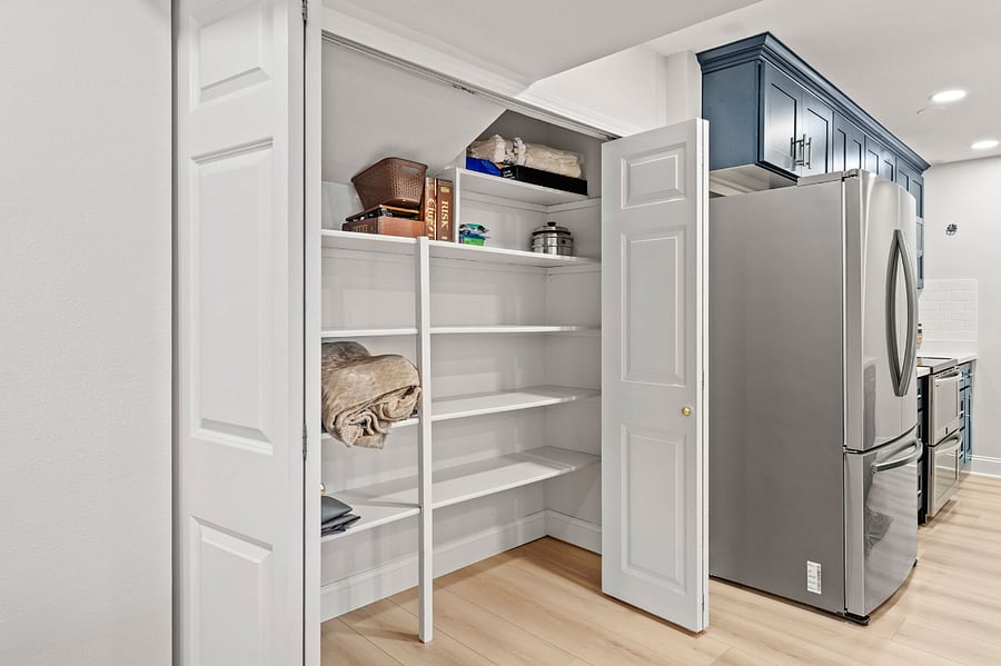 Extra storage space in the living room for your stay.
