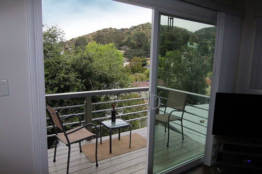 Looking out to the deck from the living room