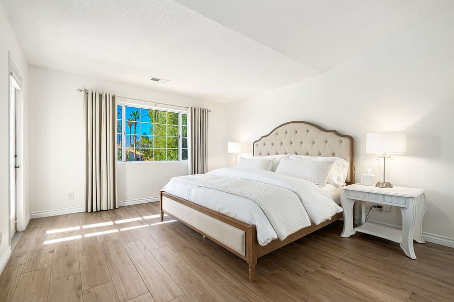 Wake up to peaceful pool views from your plush bed. Step right outside through the patio doors to bask in the sunshine or unwind beneath the desert stars.