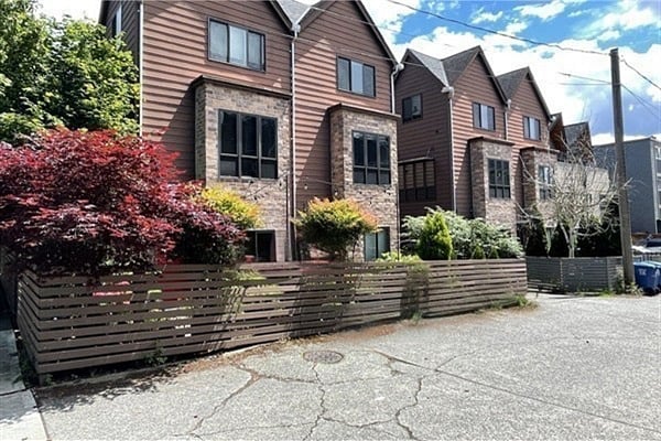 Exterior of the townhouse, far left