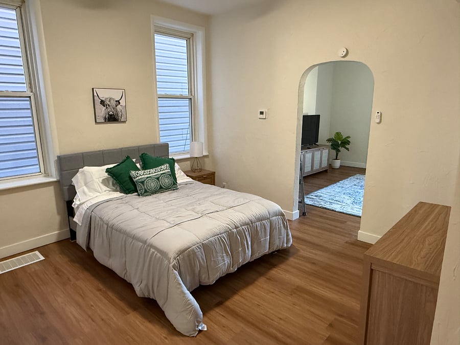 Enjoy a cozy bedroom with a 6 drawer dresser as well as a large walk in closet. 