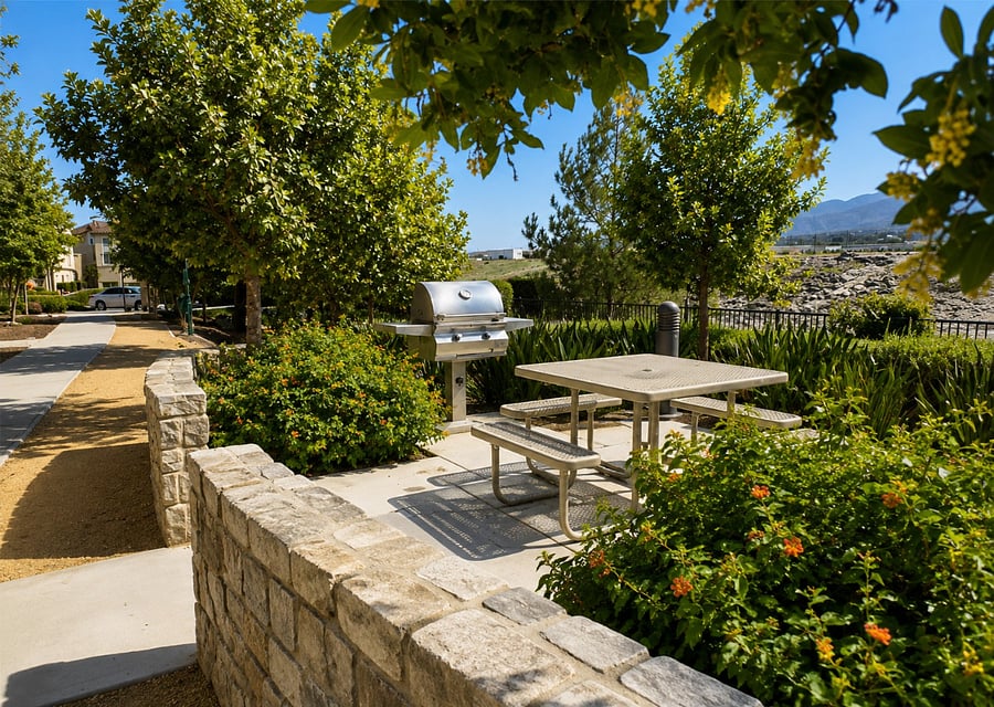 Walkway to Grill and Picnic Benches viewing Creek