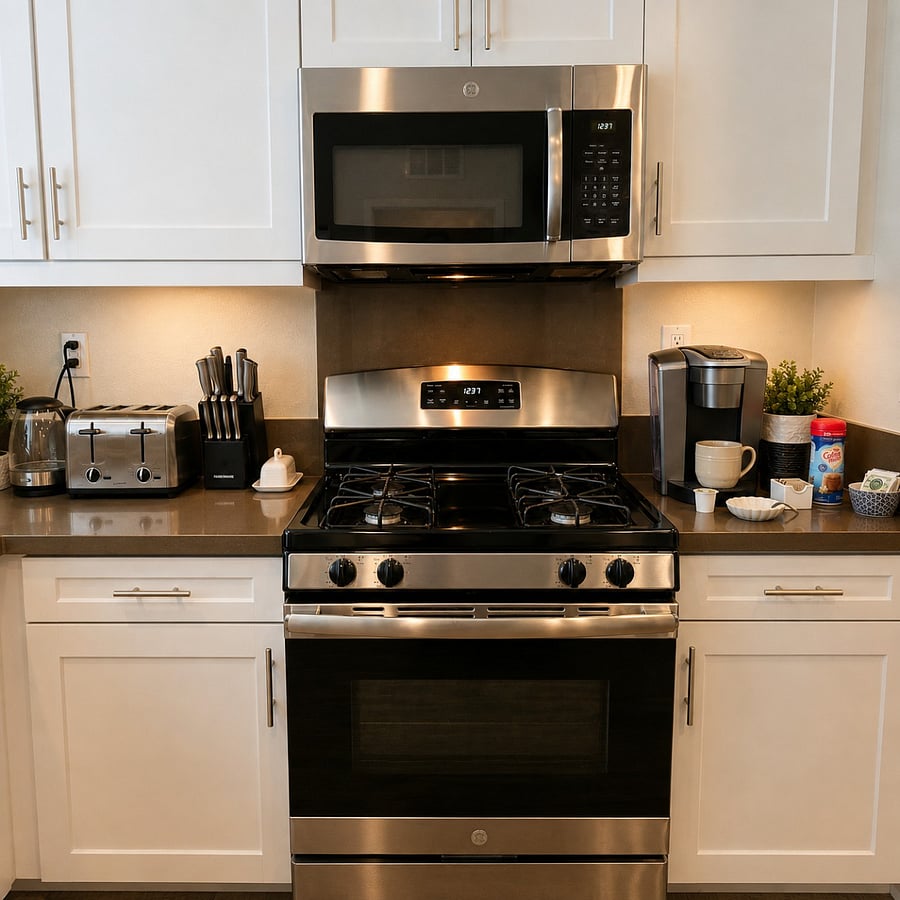 Shared Kitchen area with one other guest.