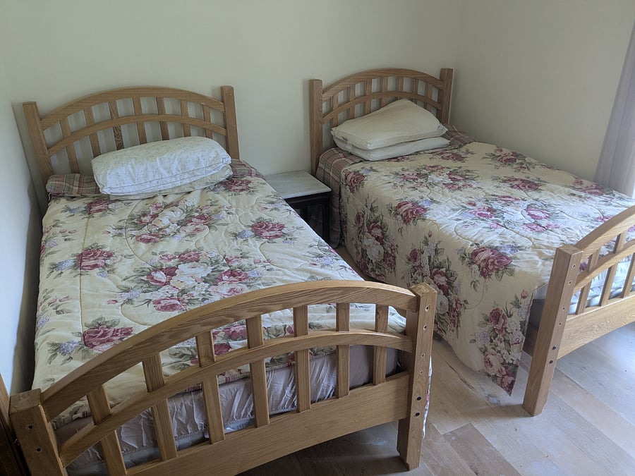 Downstairs Second Bedroom. Currently two twin beds - Queen or Full can be substtuted. If this bedroom is not needed, it can be changed into a study, etc. Beds can be removed or replaced with a larger bed, desks,etc