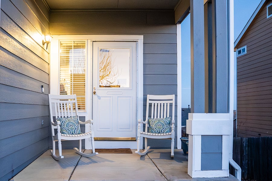 Watch the sunset from the rocking chairs on the front porch.