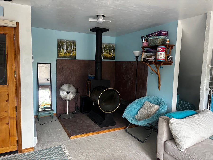 "Nest" belly woodstove - ambiance heat to thermostat controlled electric heat