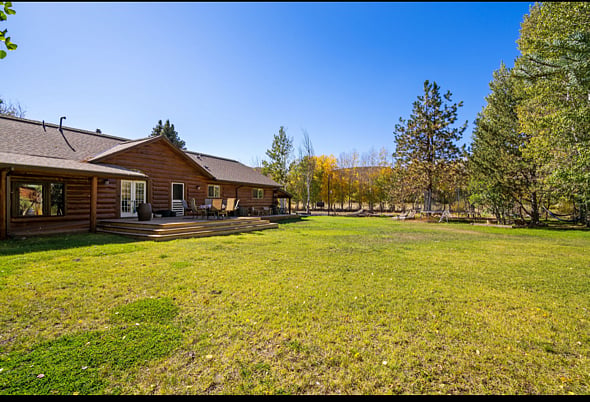 back yard view looking towards main house back deck