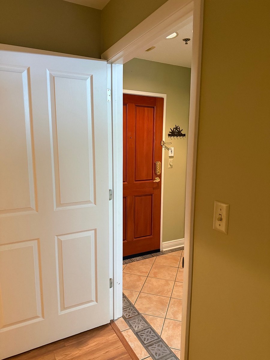 Entry door as viewed from bedroom door.