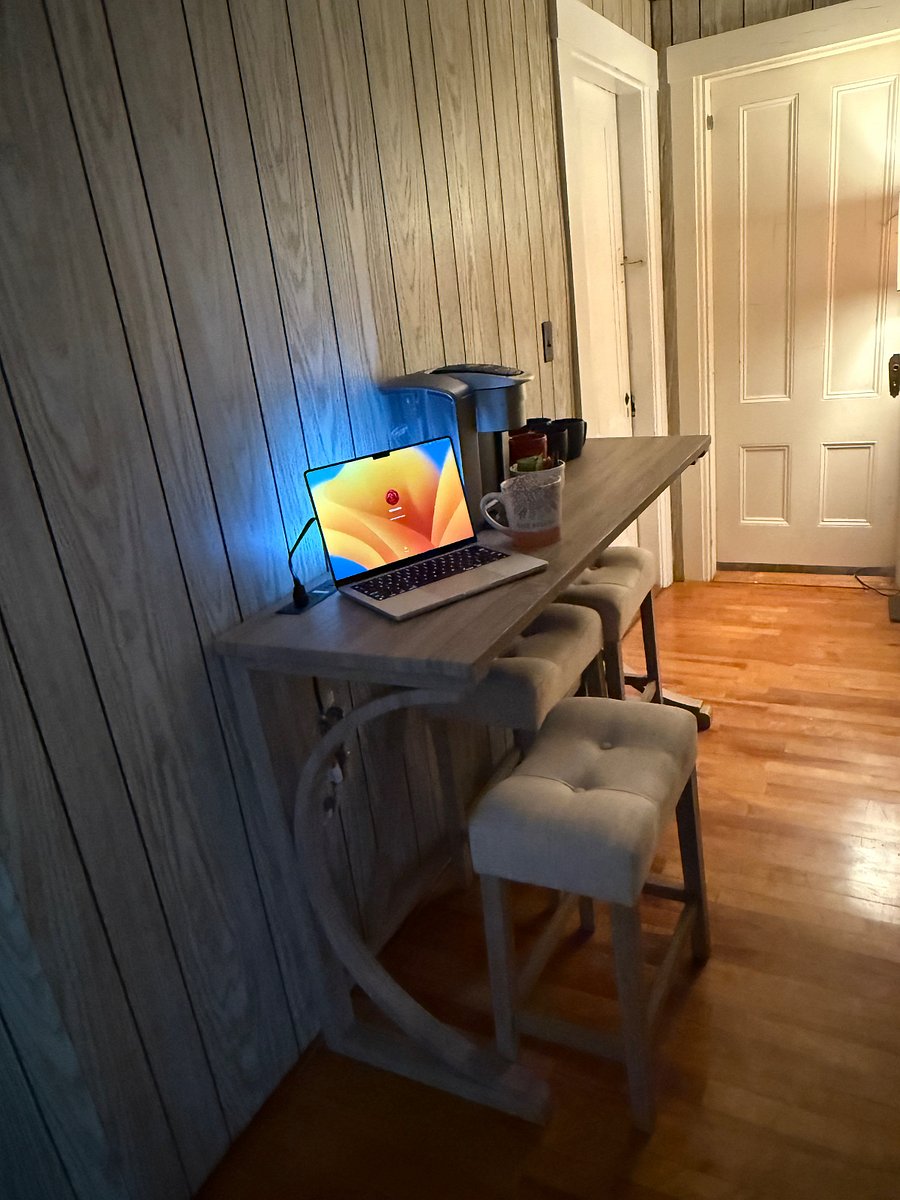 A shared coffee and breakfast snack hightop table is conveniently located on the second floor, making it easy for you to prepare for your workday, or unwind after work.