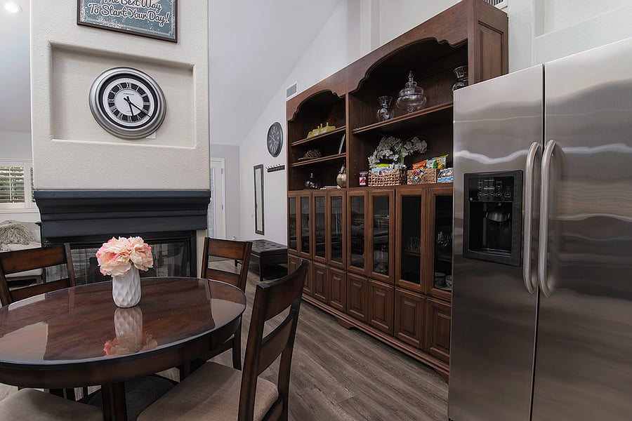 Storage cabinet and stainless steel refrigerator of the kitchen, with water and ice dispenser