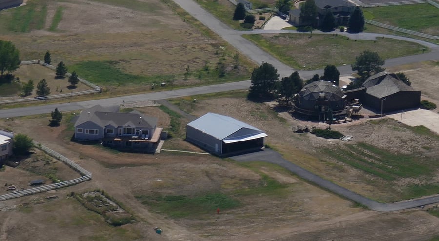 House (to the left ) and hangar 