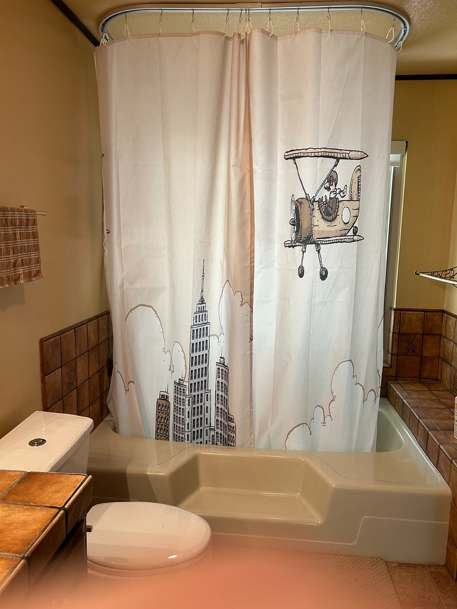 A shower curtain was installed for those that prefer a shower and not a bath.