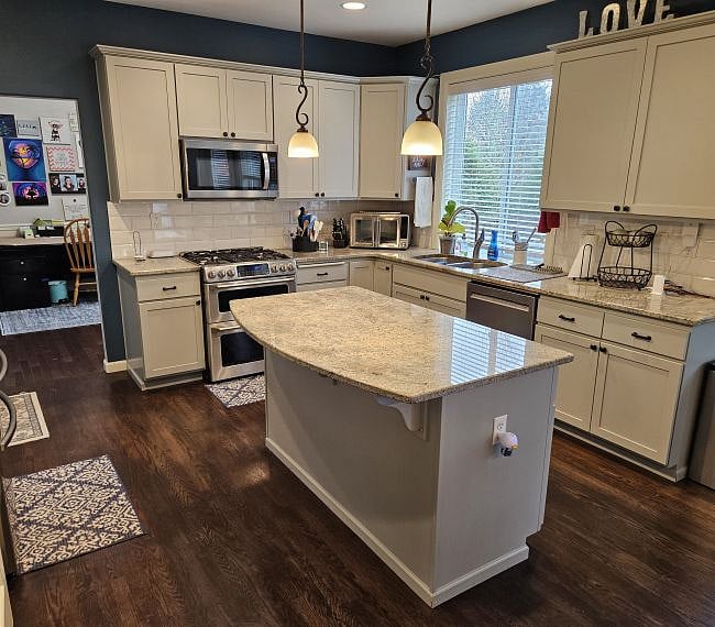 Kitchen with center island.