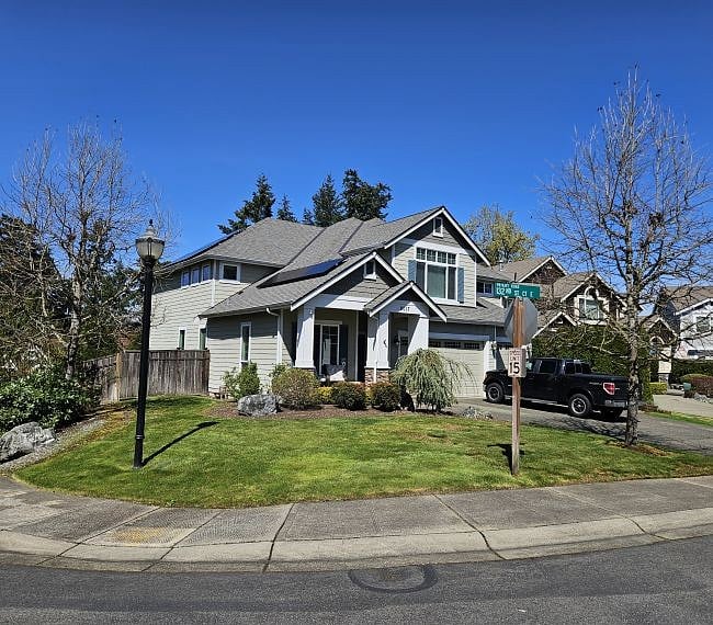 Exterior view of the house.  We are on the corner of a quiet cul-de-sac.