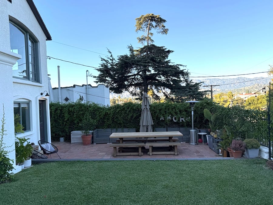 Outdoor dining area and views