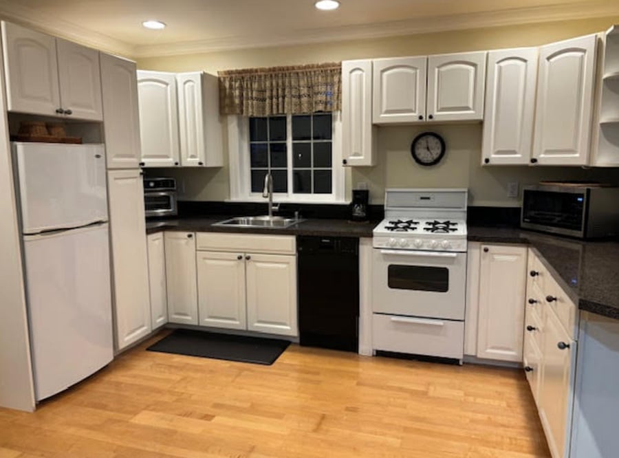 Fully stocked kitchen.