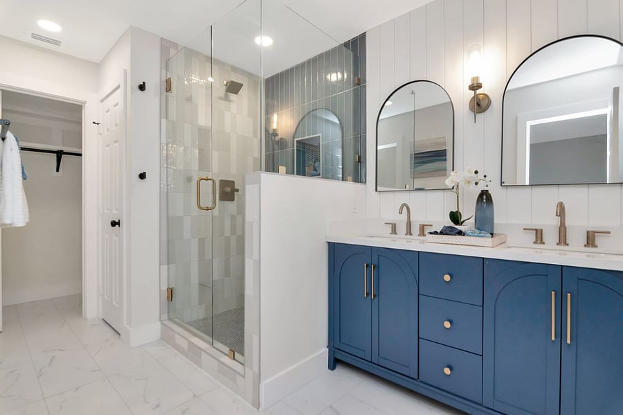 Master bath features water closet and walk in closet