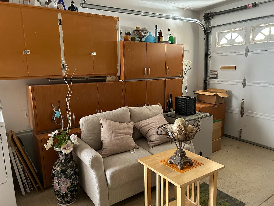 Garage area in front of door unit