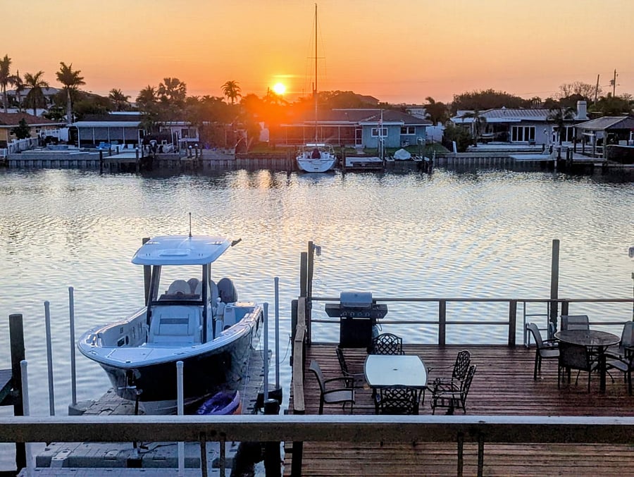 Picturesque view of the canal from the screen enclosed patio
