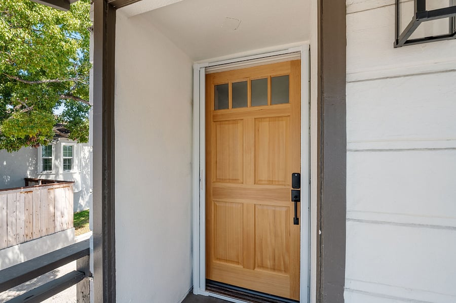 Entry door with retractable screen door and Yale digital lock