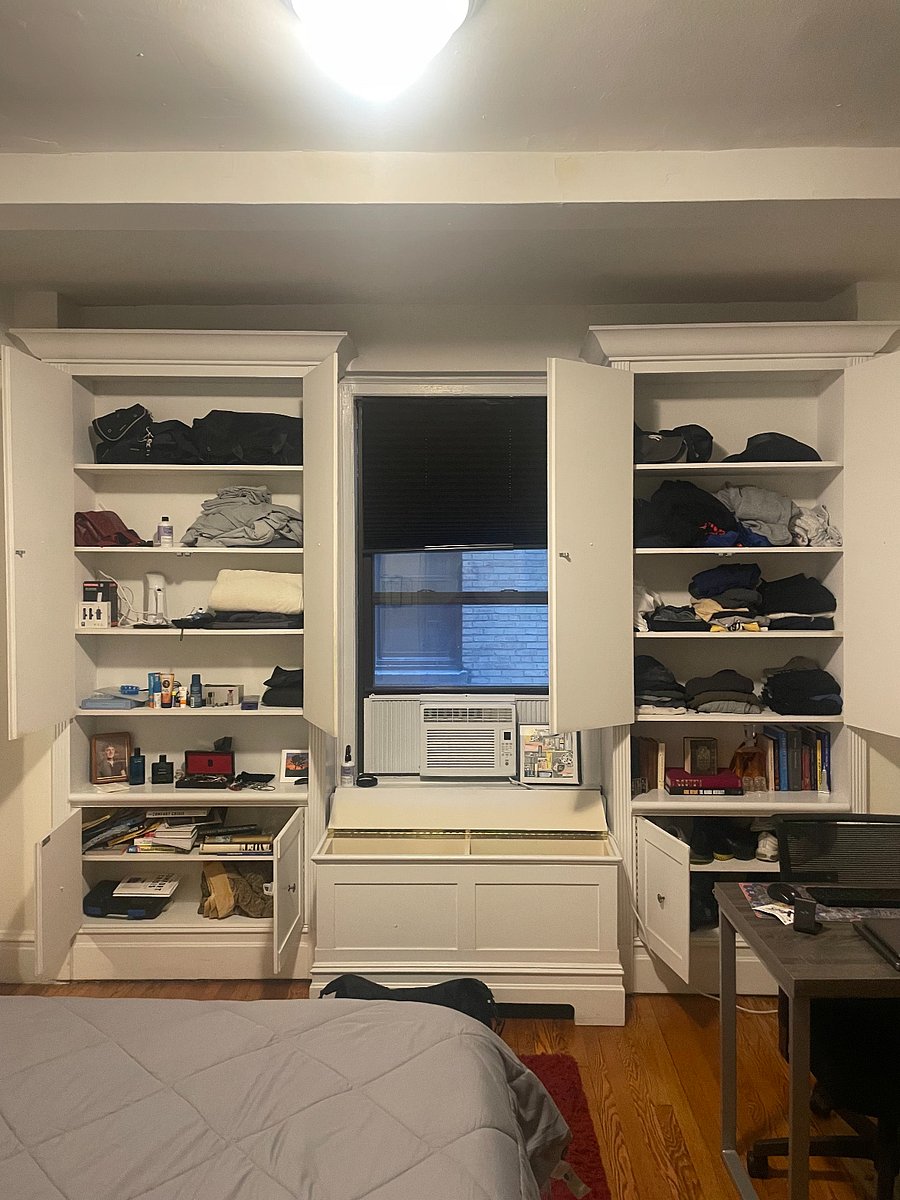 built in shelving unit bedroom #1