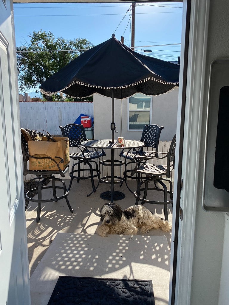 Wake up with breakfast on the porch. Our mornings are warm and sunny. 