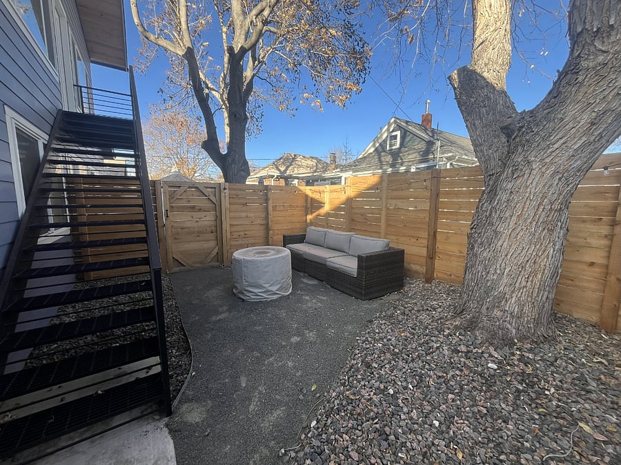Private fenced yard.