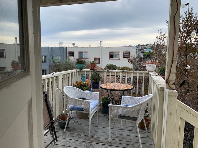 I share this deck with my lovely neighbor. Its a nice place to sit and mostly empty. I use it most.