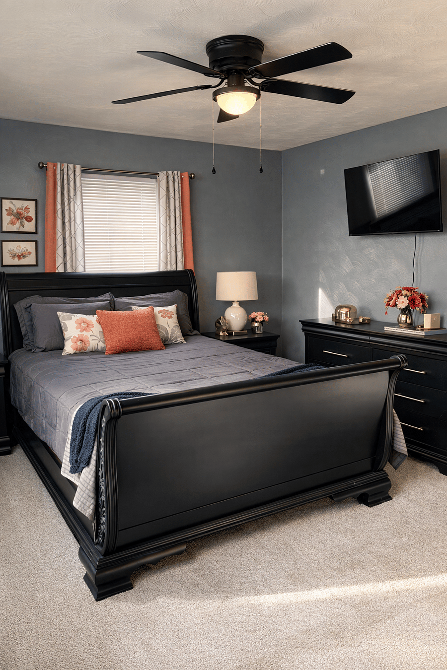 Welcoming Modern Queen Bedroom with TV 