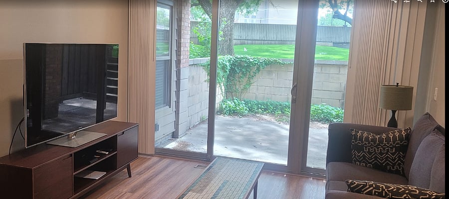 Living room view to patio