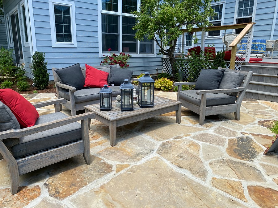 Comfy Restoration Hardware furniture for 4 to enjoy conversation over a beverage of your choice.

[note: outdoor furniture setup/availability may be different in the winter time.]