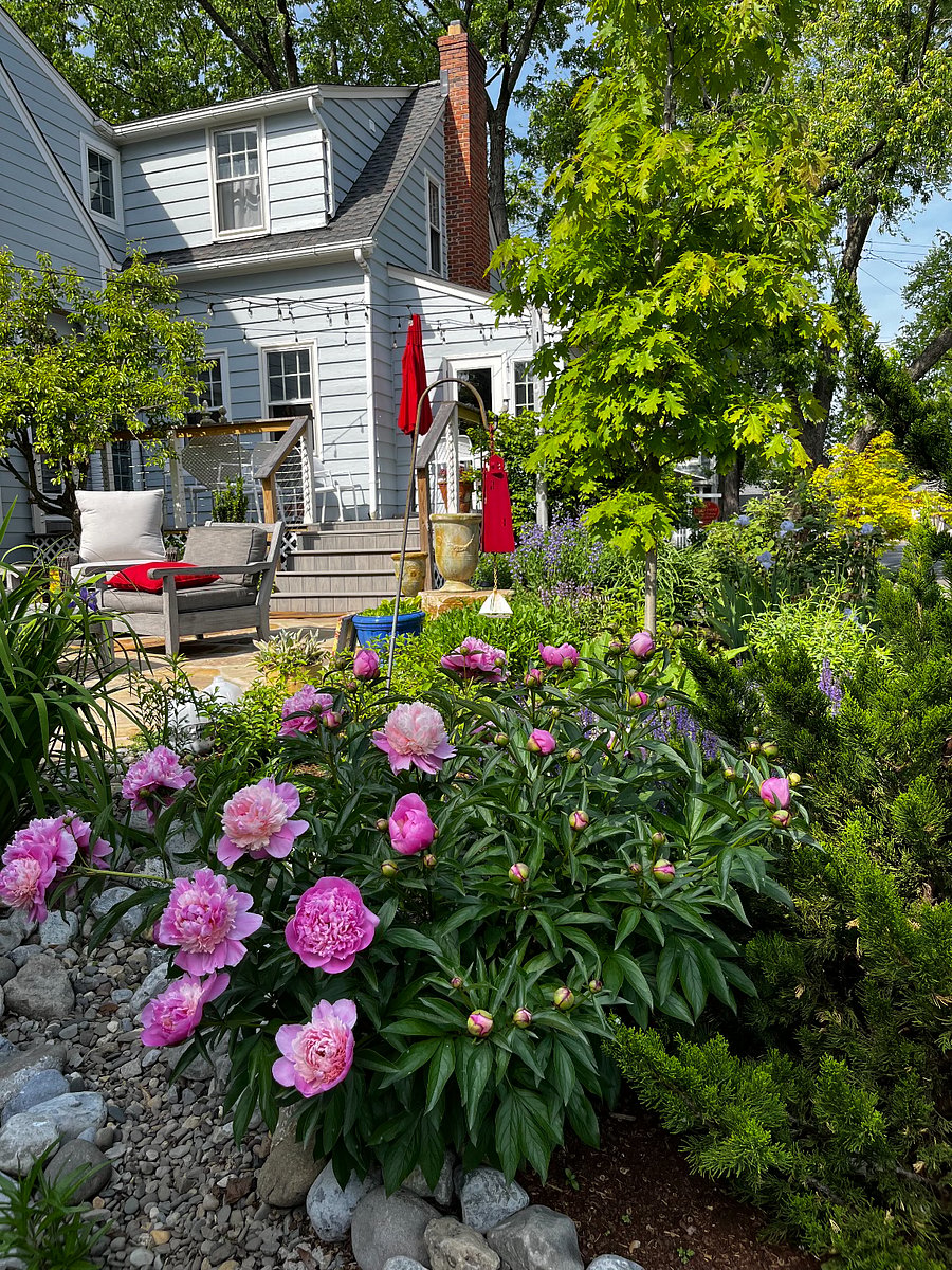 Our home has many outdoor spaces.  Featured here is our stone courtyard just off the dining deck, surrounded by landscaped gardens. 

[note: outdoor furniture setup/availability may be different in the winter time.]