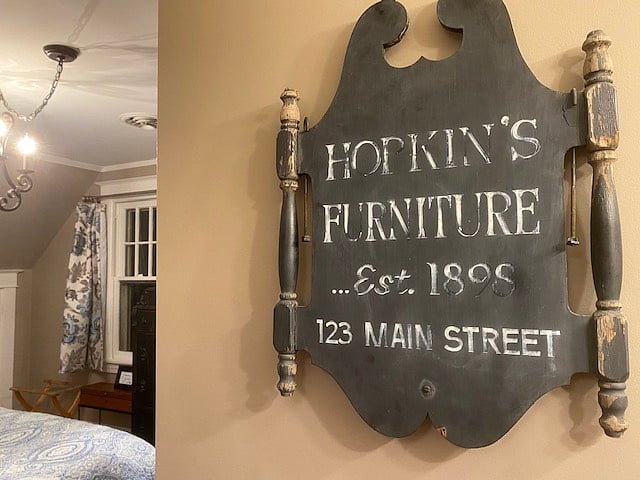 Decor showcases the history of Annapolis. Hopkin's Furniture sat proudly on Main Street for many decades.