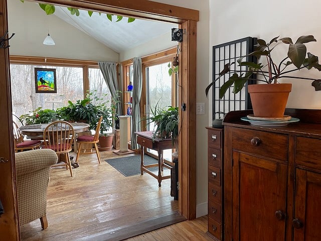 Looking south from the kitchen through the sunroom passageway.
