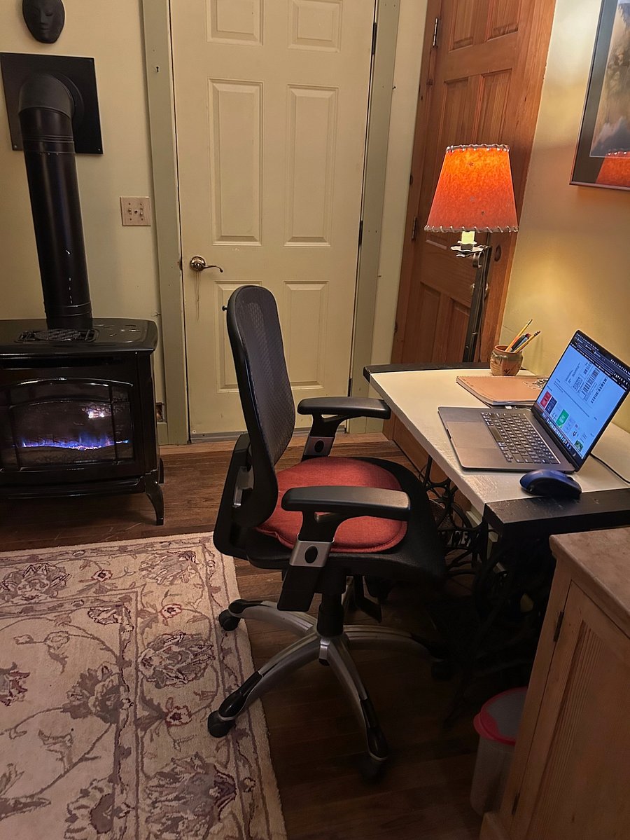 A dedicated workspace in the TV room, with access to high-speed WiFi