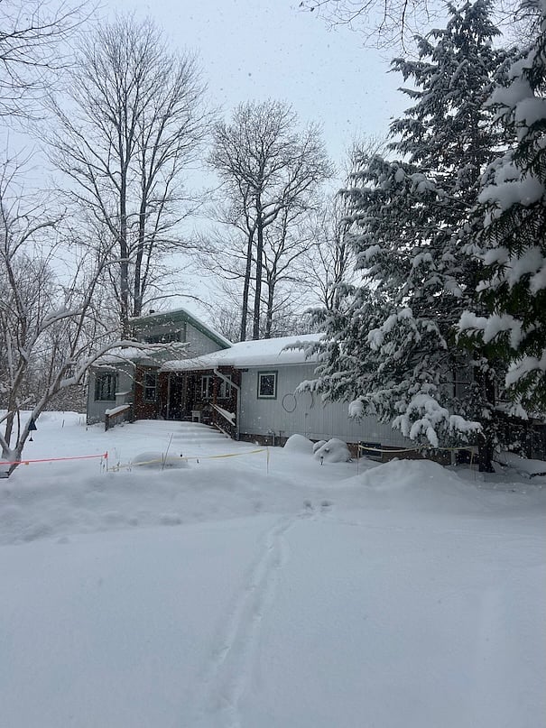 Snow happens! Our plow guy, Mo, swings by to clear the driveway. Guests will need to shovel the walk and the decks.