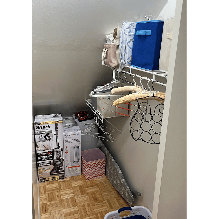 Apartment includes ironing board & iron, brand-new vacuum, heater/fan/air purifier, two radiant heaters, portable AC. All usable as needed. 