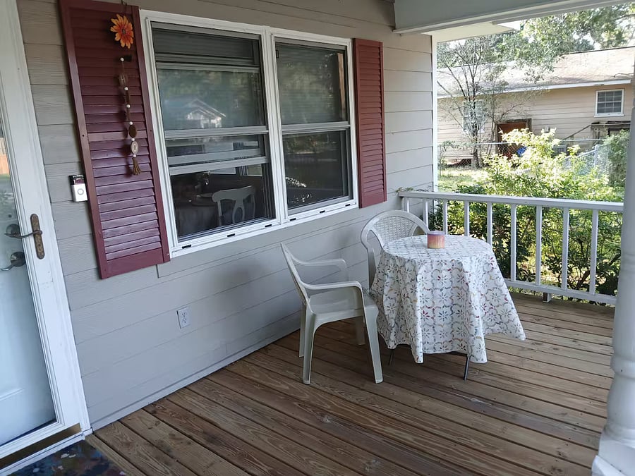 Porch corner for morning coffee, sunsets, or daydreaming.