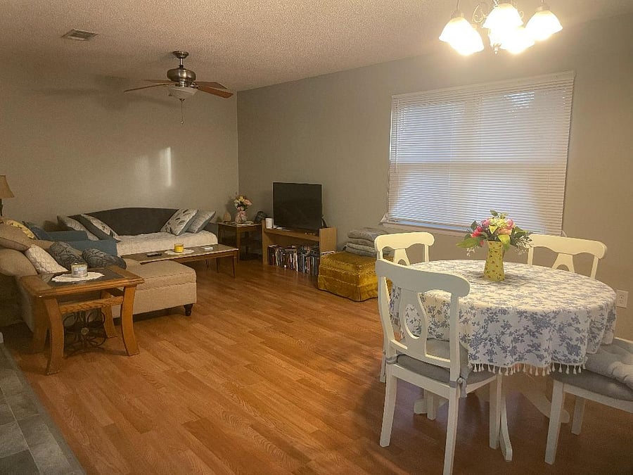 Living room and dining room area.