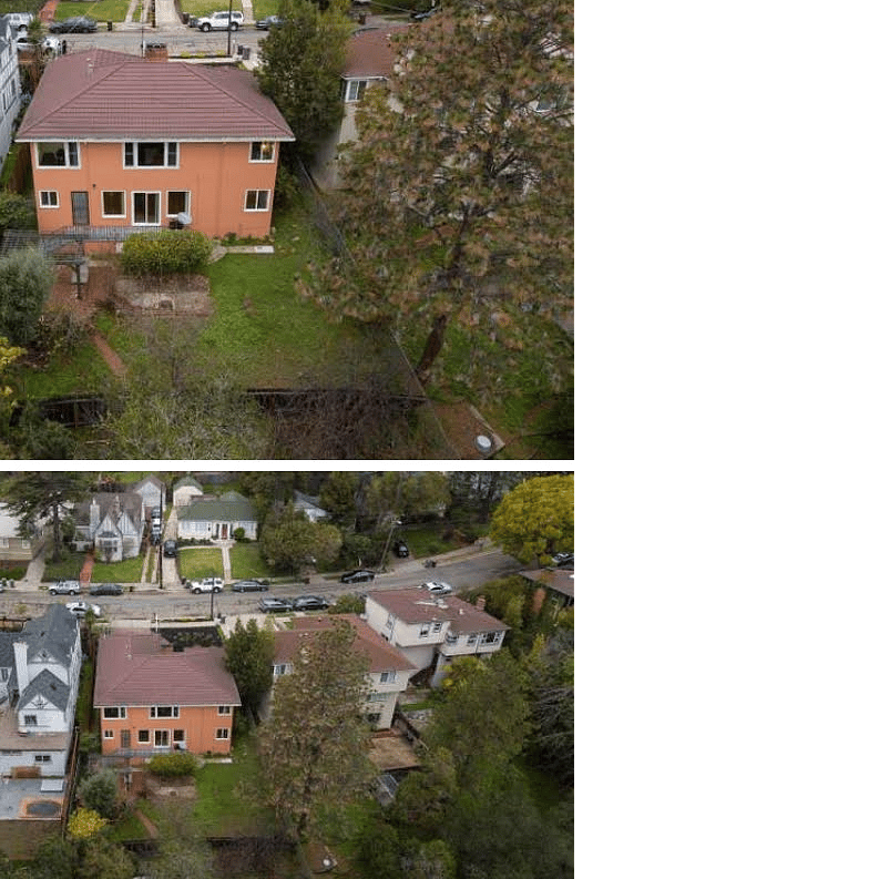 view of Ground Level Unit, dedicated entry at back porch. Also showing windows of Street Level Unit at the upper level. No rear neighbors.