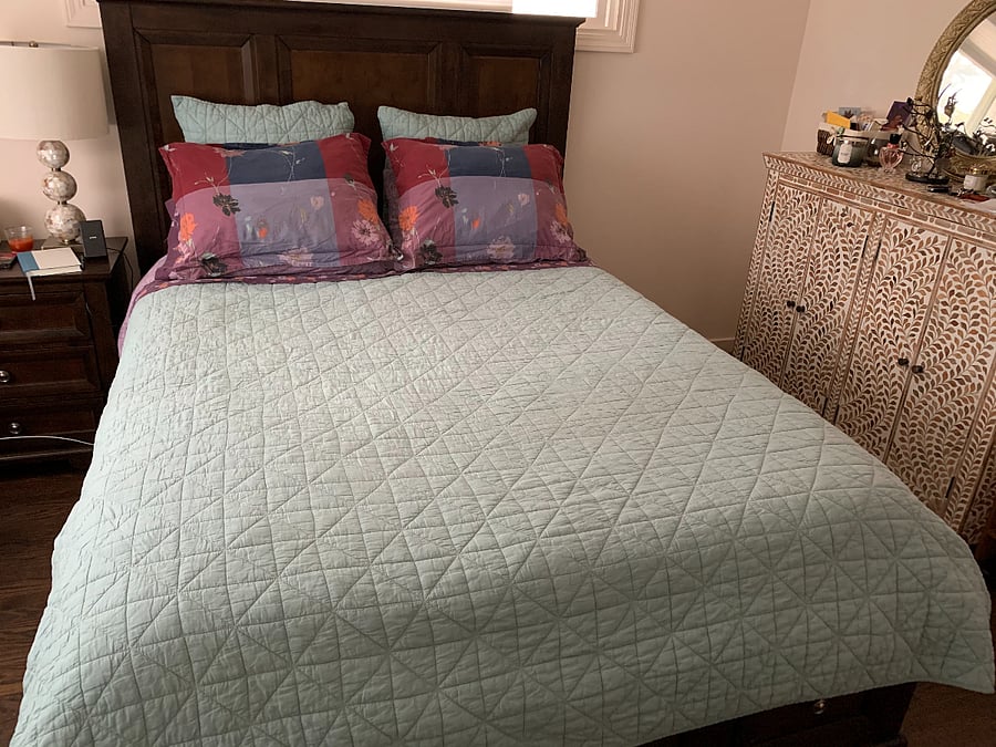 queen bed, semi-firm