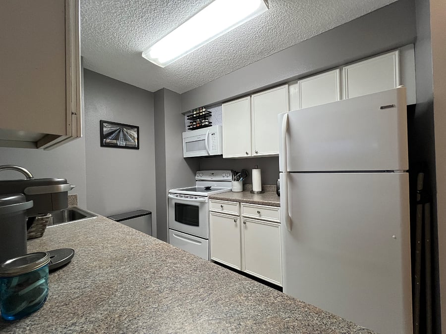 Kitchen view from interior window