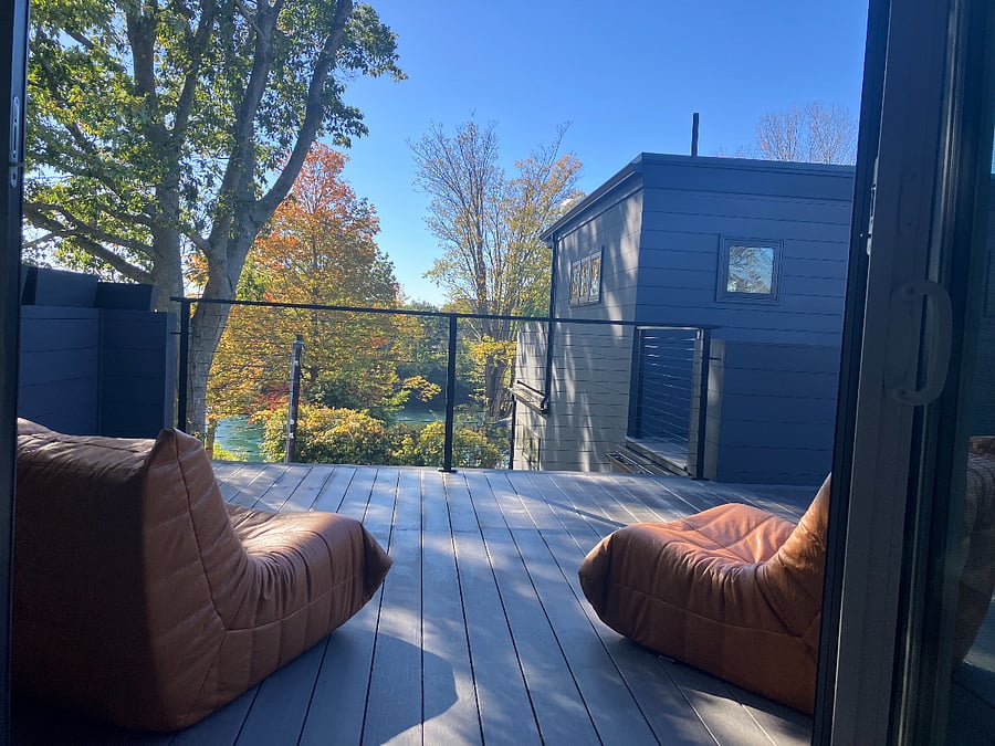 Roof top deck with river views