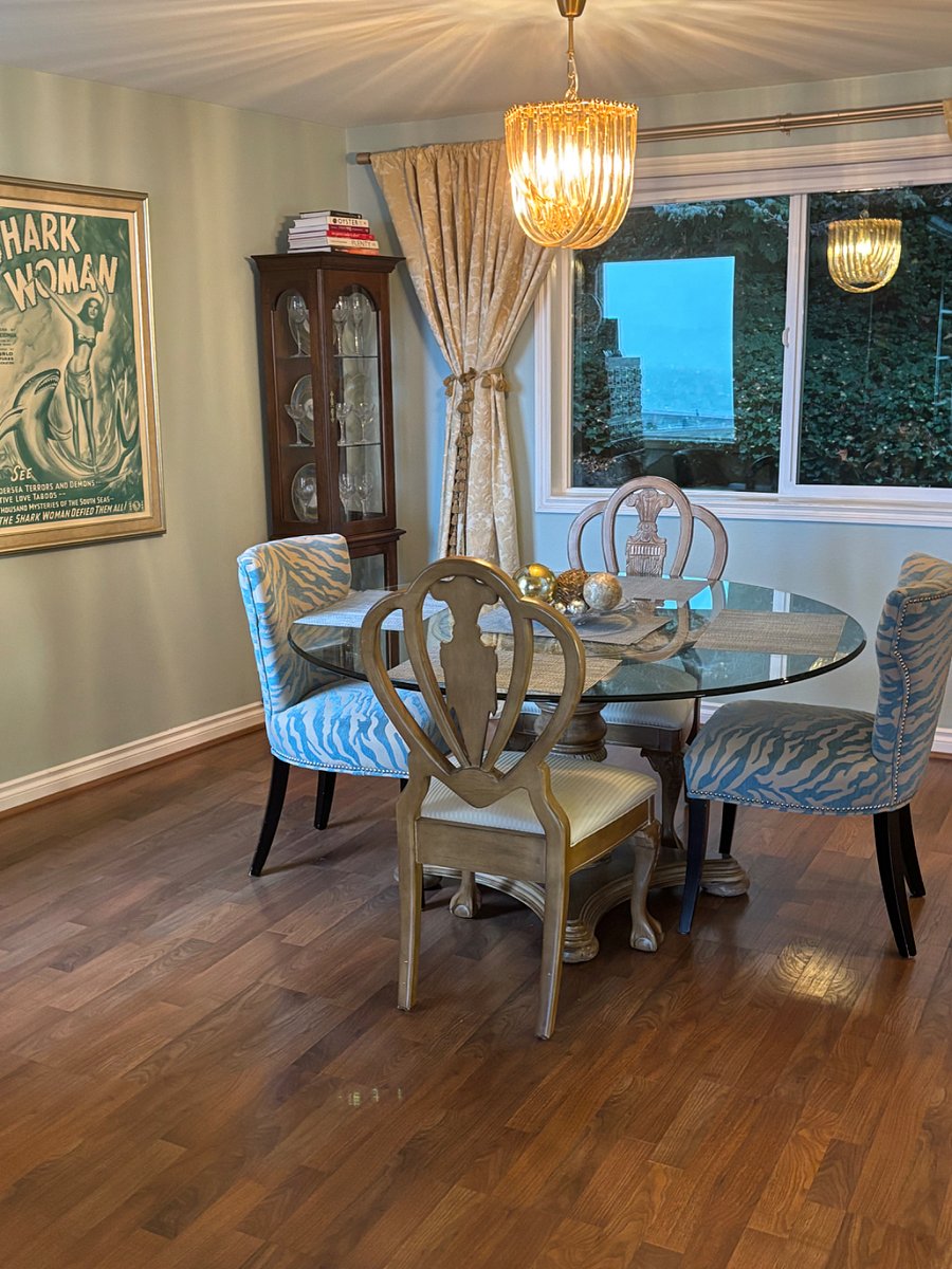 Dining room table can be your office space. Natural light, great for zoom calls..