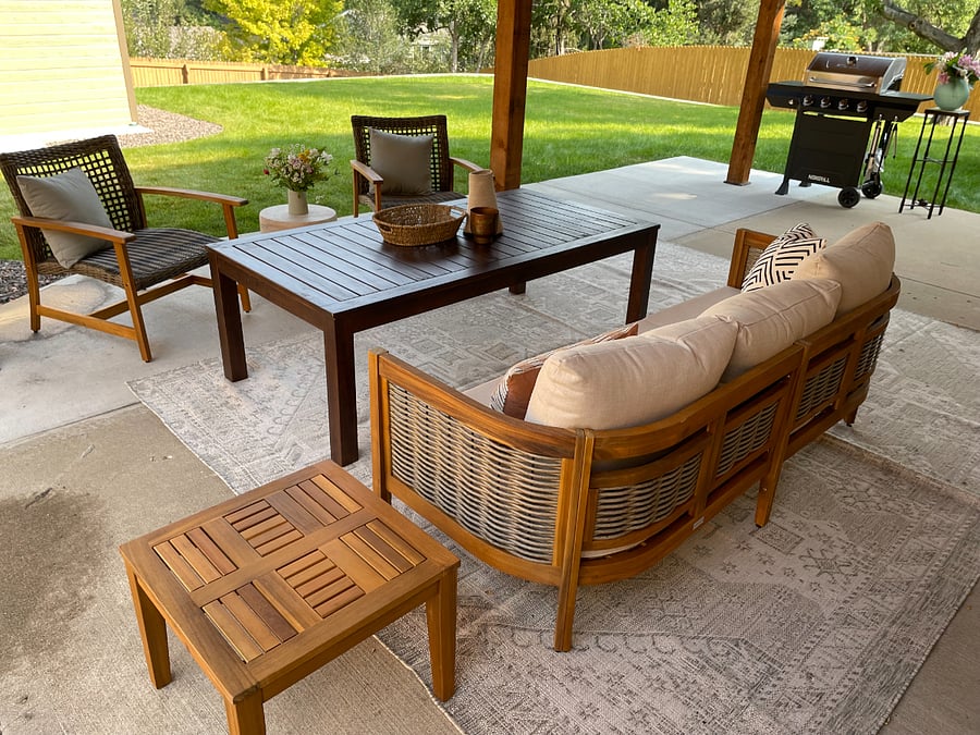 Covered and Lit Patio with Seating Area
