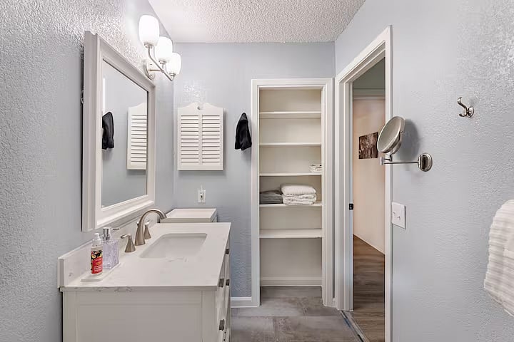 Master bath with closet space